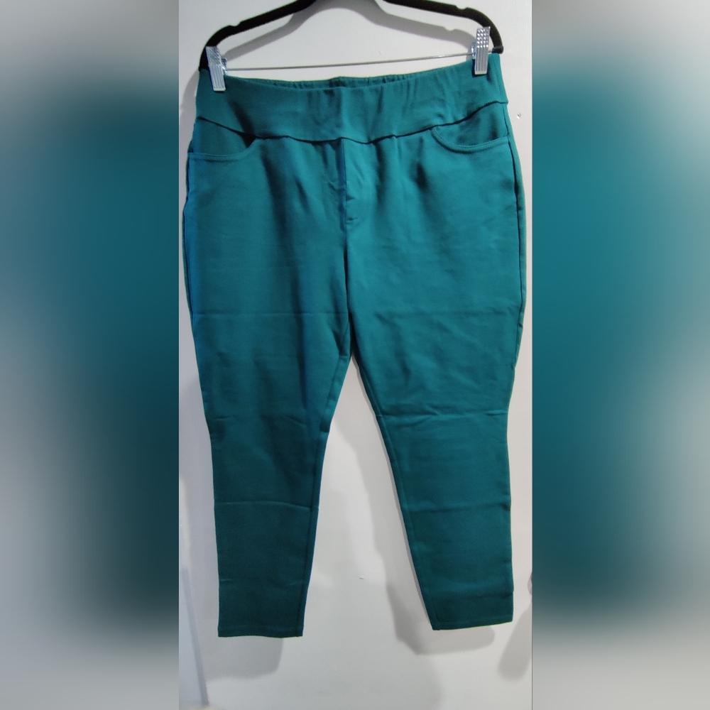 Susan Graver Women's Dark Teal Ankle Pants- Petite Large - Picture 1 of 4